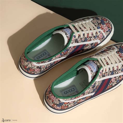 gucci tennis shoes with flowers|Gucci tennis shoes on sale.